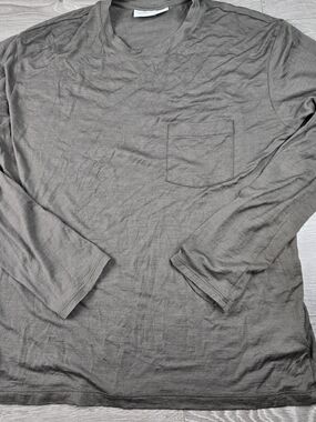 Icebreaker Crewneck Sweater Men’s L Grey Merino Wool Base Layer Hiking